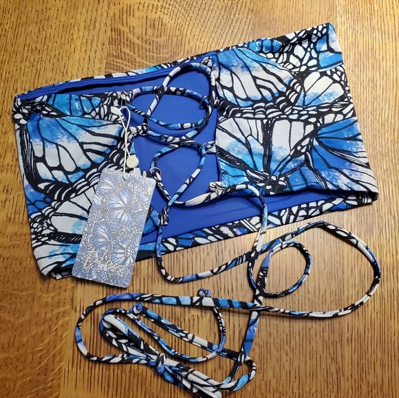 Toluca Swim Irina Lace-up Back Bandeau- Adonis - Picture 7 of 10